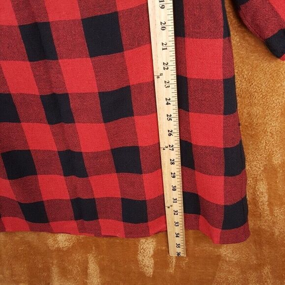 MADEWELL Womens Dress Small Red Pullover Shift Buffalo Plaid Tie Front Keyhole - Picture 4 of 7